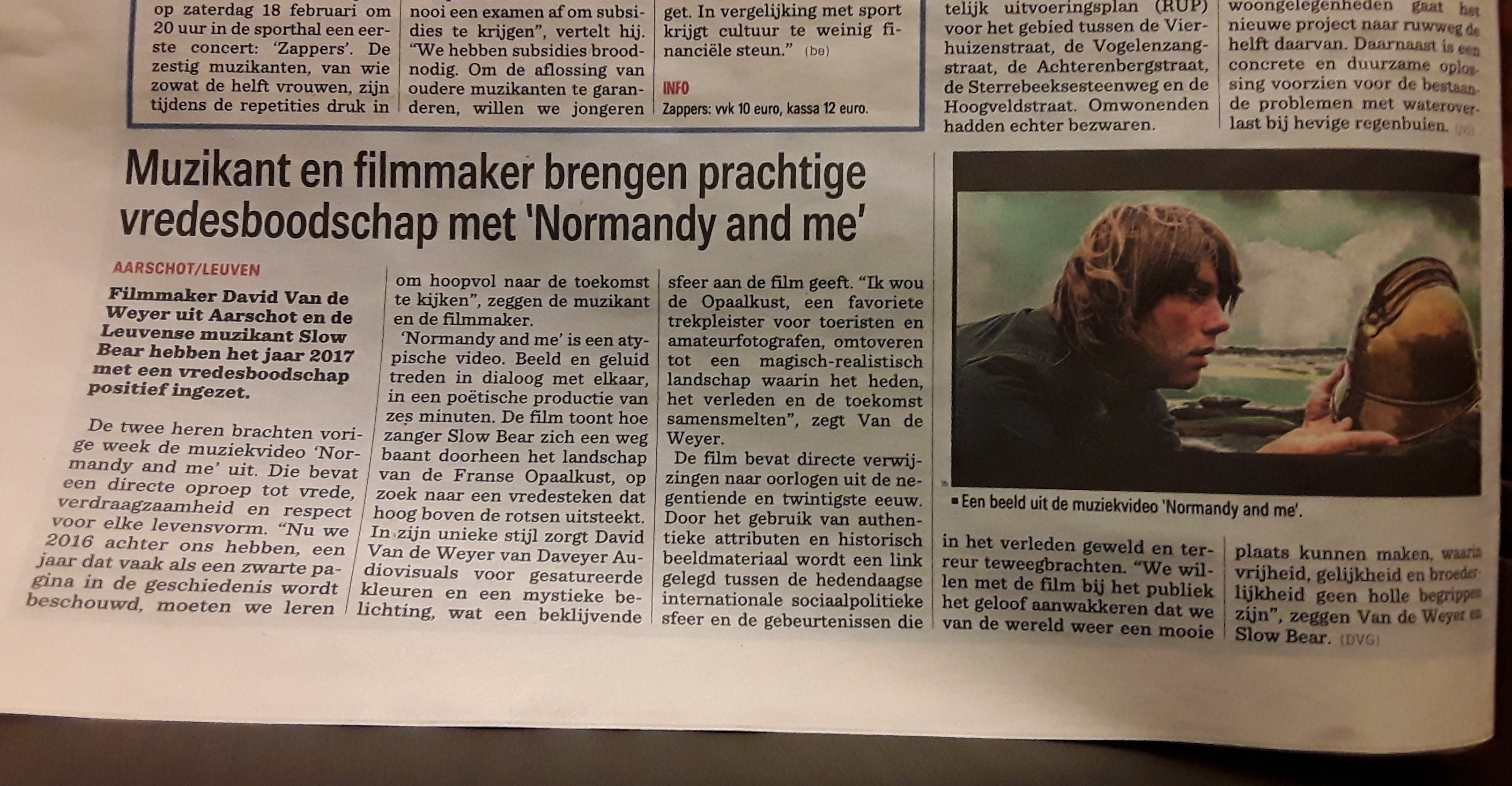 Slow Bear article in Het Nieuwsblad